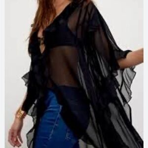 Elegant Black Sheer Kimono